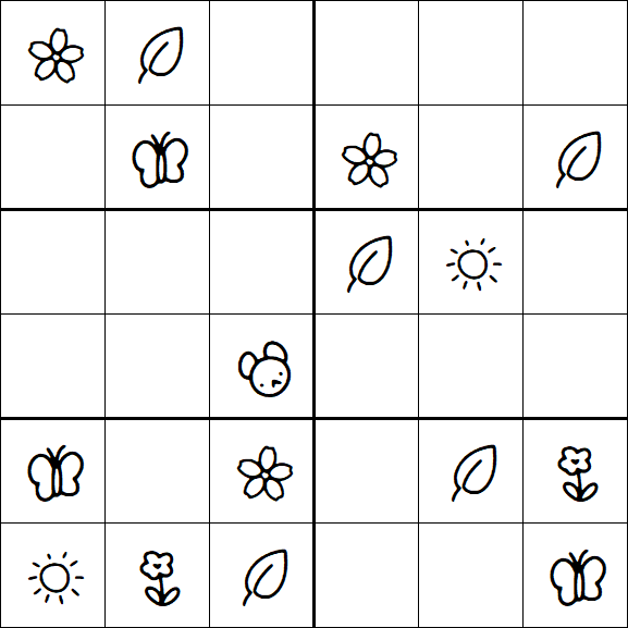 Kids Sudoku 6x6 - Easy