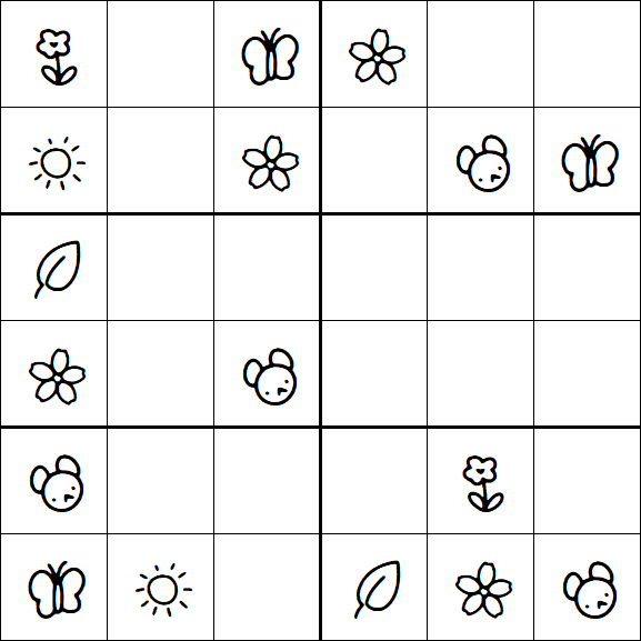 Kids Sudoku 6x6 - Simple