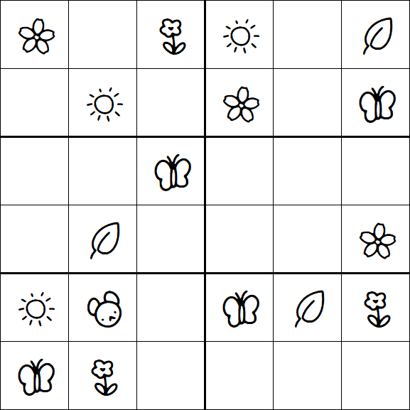 Kids Sudoku 6x6 - Easy