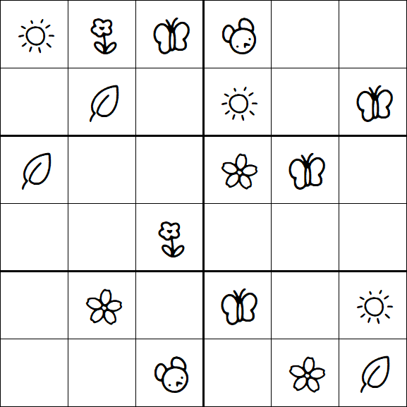 Kids Sudoku 6x6 - Easy