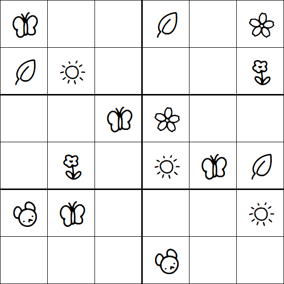 Kids Sudoku 6x6 - Easy