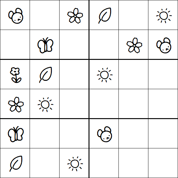 Kids Sudoku 6x6 - Easy