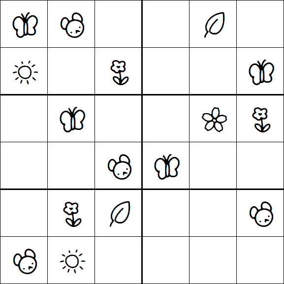 Kids Sudoku 6x6 - Easy