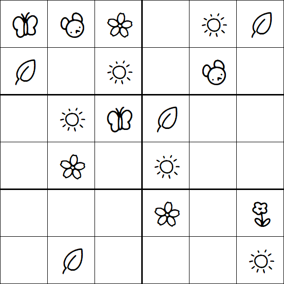 Kids Sudoku 6x6 - Simple