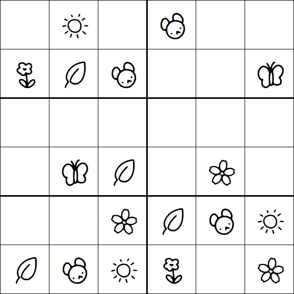 Kids Sudoku 6x6 - Simple