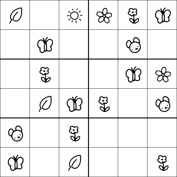 Kids Sudoku 6x6 - Simple