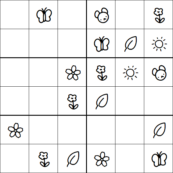 Kids Sudoku 6x6 - Simple