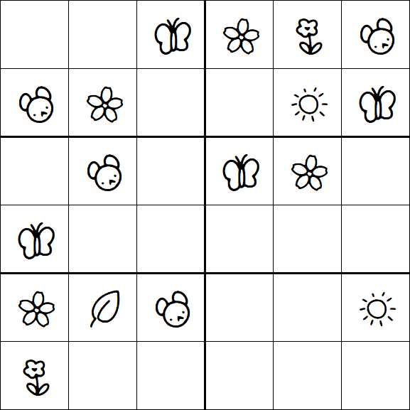 Kids Sudoku 6x6 - Easy