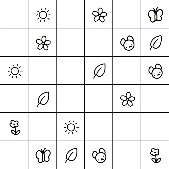 Kids Sudoku 6x6 - Easy