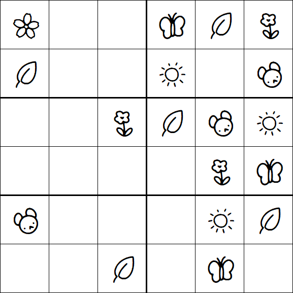 Kids Sudoku 6x6 - Easy