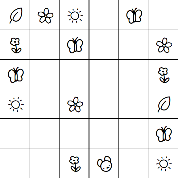 Kids Sudoku 6x6 - Easy