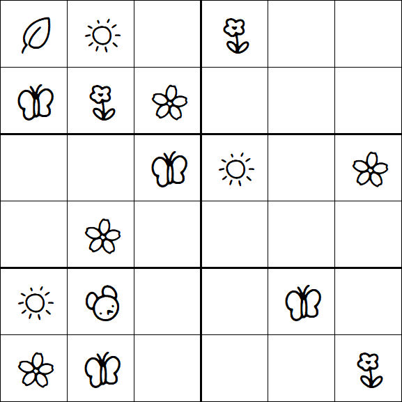 Kids Sudoku 6x6 - Easy