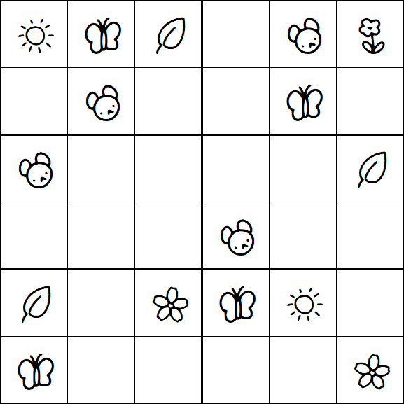 Kids Sudoku 6x6 - Easy