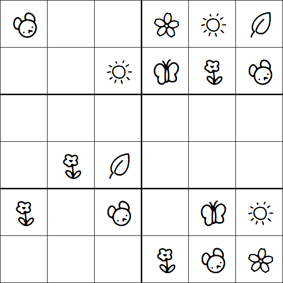 Kids Sudoku 6x6 - Easy
