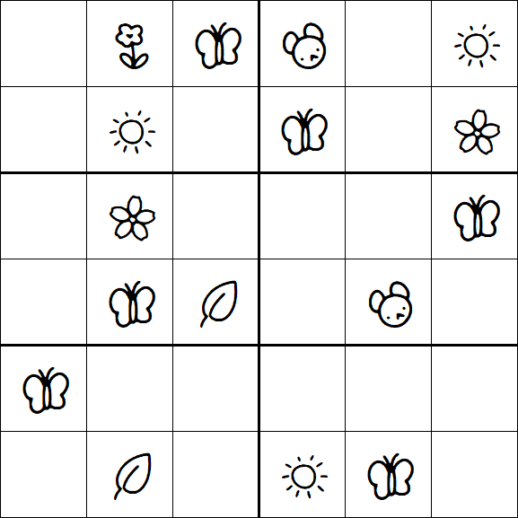 Kids Sudoku 6x6 - Easy