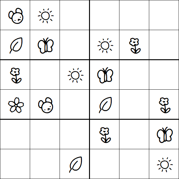Kids Sudoku 6x6 - Easy