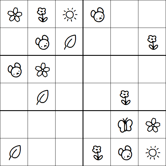 Kids Sudoku 6x6 - Easy