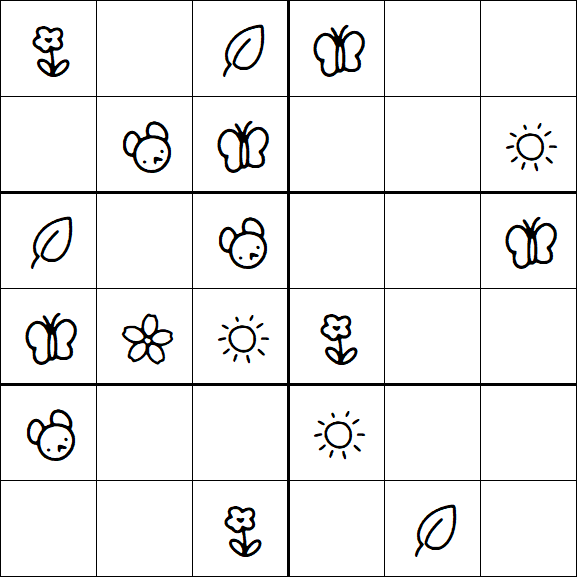 Kids Sudoku 6x6 - Easy