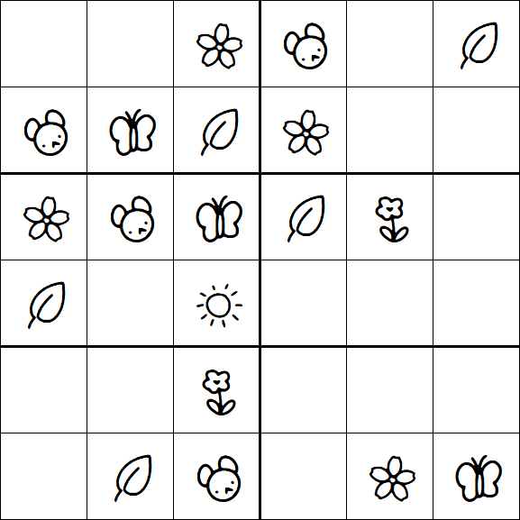 Kids Sudoku 6x6 - Easy