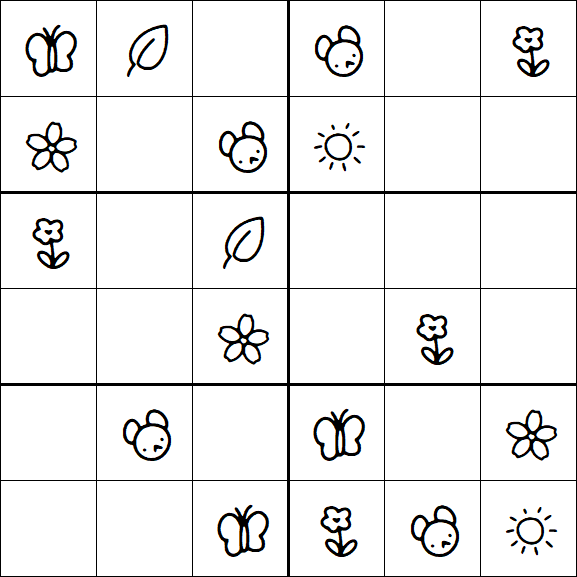 Kids Sudoku 6x6 - Easy