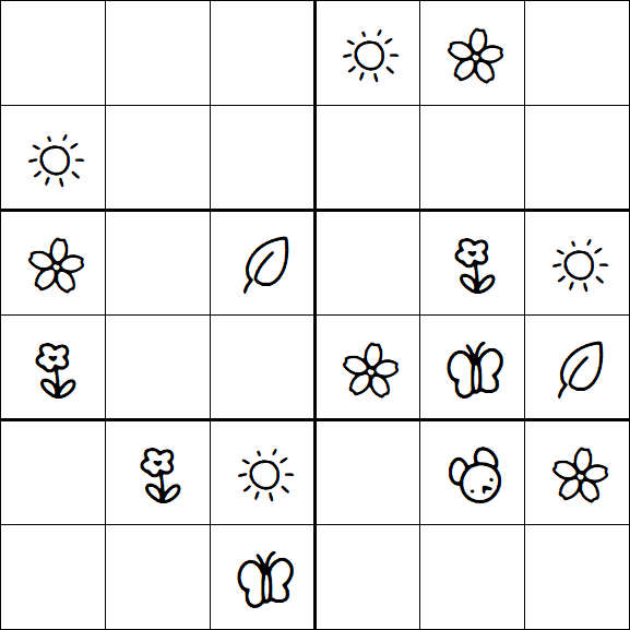 Kids Sudoku 6x6 - Easy