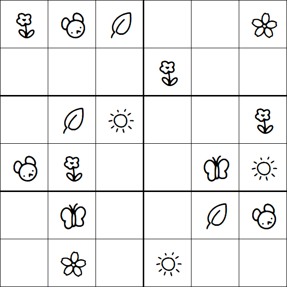 Kids Sudoku 6x6 - Easy