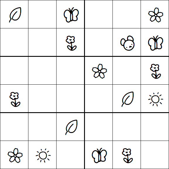 Kids Sudoku 6x6 - Easy