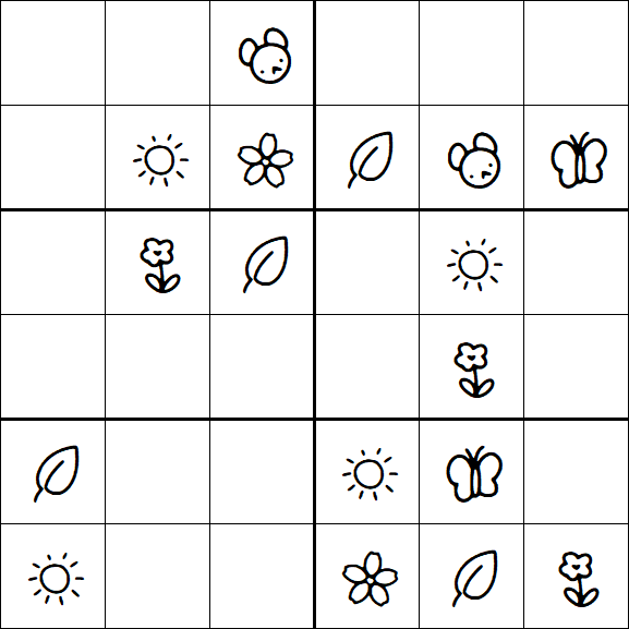 Kids Sudoku 6x6 - Easy