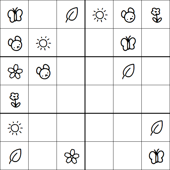 Kids Sudoku 6x6 - Easy