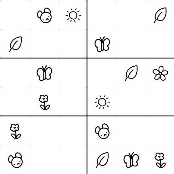 Kids Sudoku 6x6 - Easy