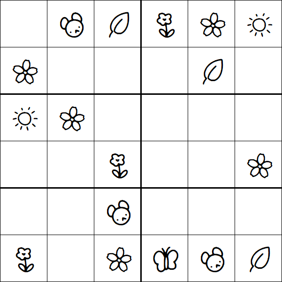 Kids Sudoku 6x6 - Easy