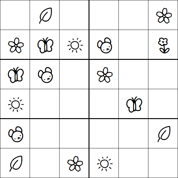 Kids Sudoku 6x6 - Easy