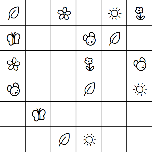 Kids Sudoku 6x6 - Easy