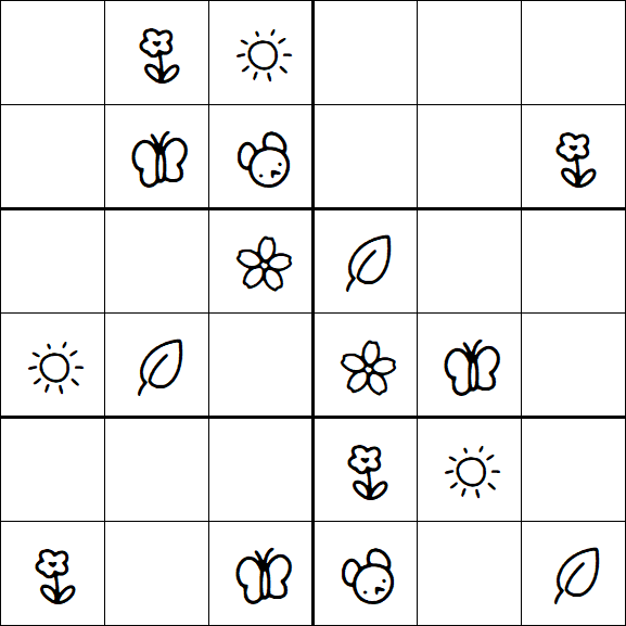 Kids Sudoku 6x6 - Easy