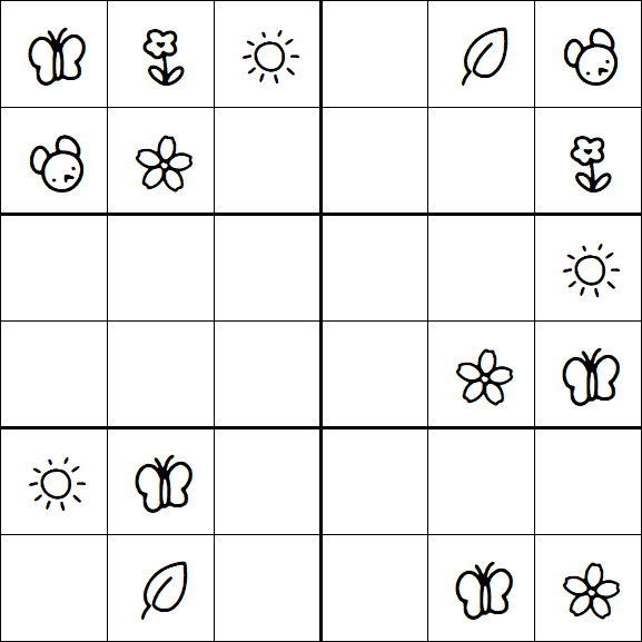 Kids Sudoku 6x6 - Easy