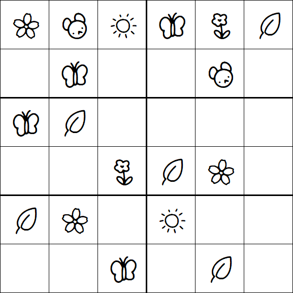 Kids Sudoku 6x6 - Easy