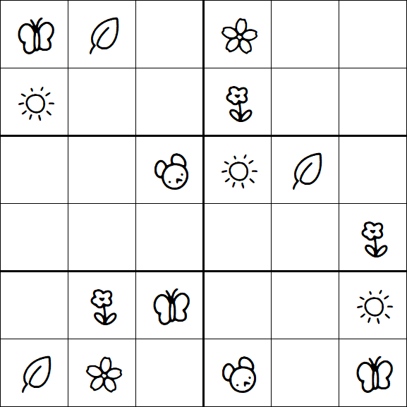 Kids Sudoku 6x6 - Easy