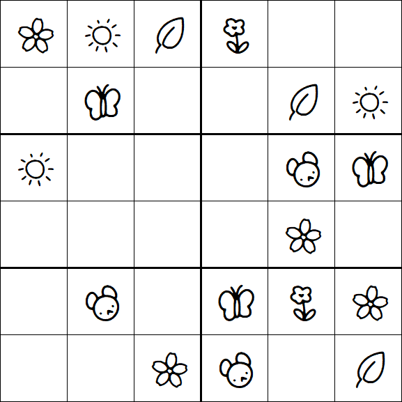 Kids Sudoku 6x6 - Easy