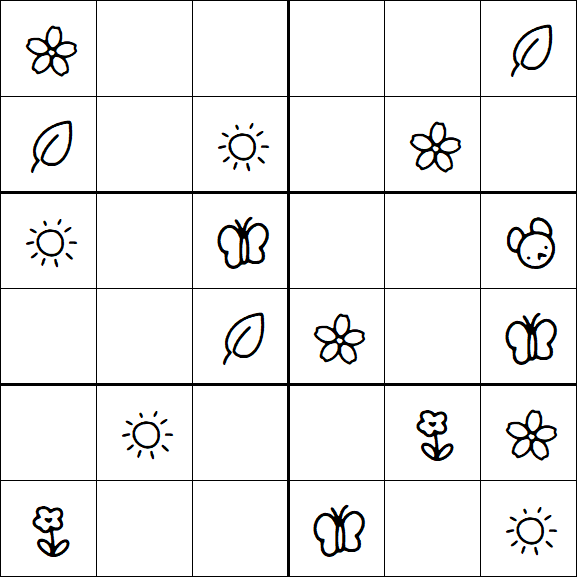 Kids Sudoku 6x6 - Easy