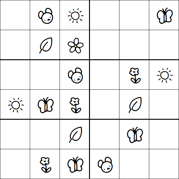 Kids Sudoku 6x6 - Easy