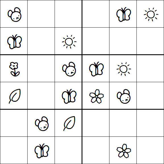 Kids Sudoku 6x6 - Easy