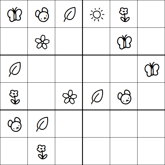 Kids Sudoku 6x6 - Easy