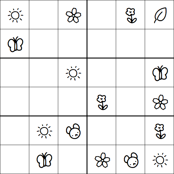 Kids Sudoku 6x6 - Easy