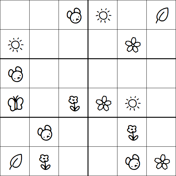 Kids Sudoku 6x6 - Easy