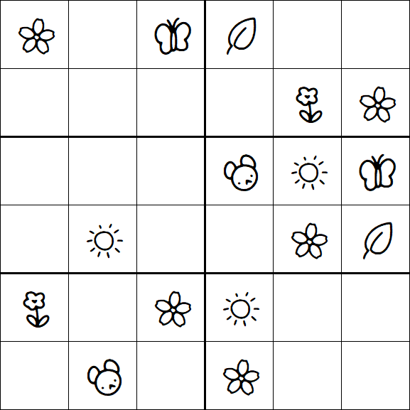 Kids Sudoku 6x6 - Simple