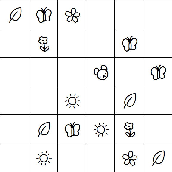 Kids Sudoku 6x6 - Simple