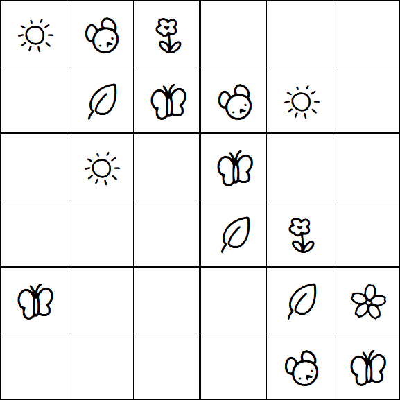 Kids Sudoku 6x6 - Simple
