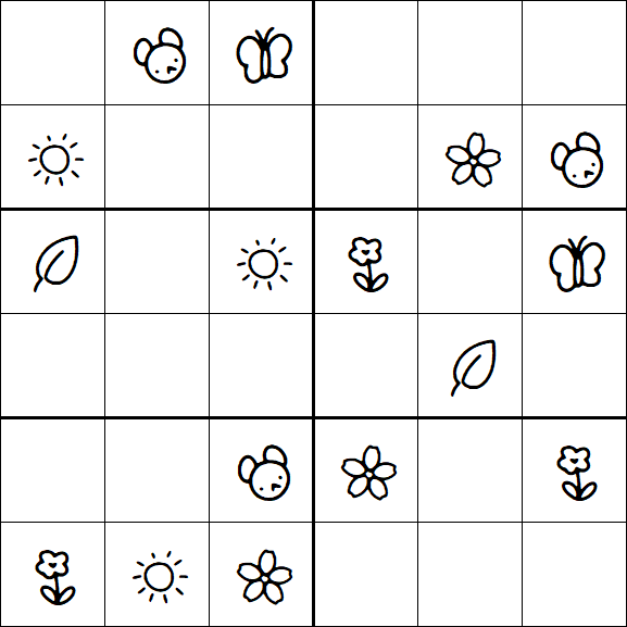Kids Sudoku 6x6 - Simple