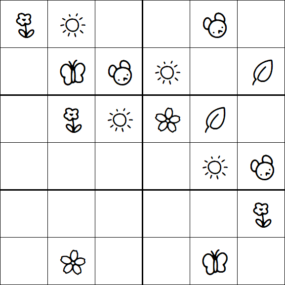 Kids Sudoku 6x6 - Easy