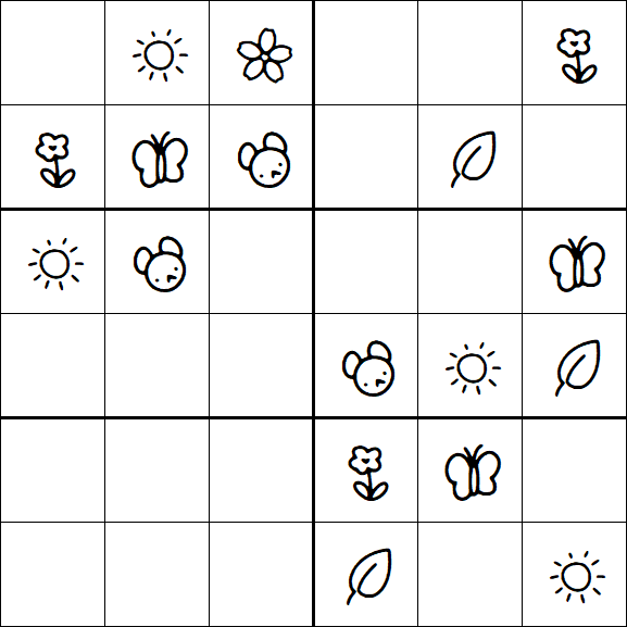 Kids Sudoku 6x6 - Simple